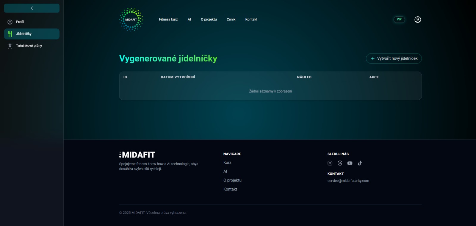 MIDAFIT AI aplikace screenshot